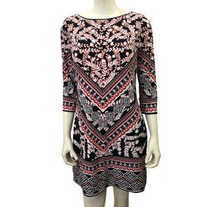 White‎ House Black Market Womens Printed Dress With 3/4 Sleeves Size M